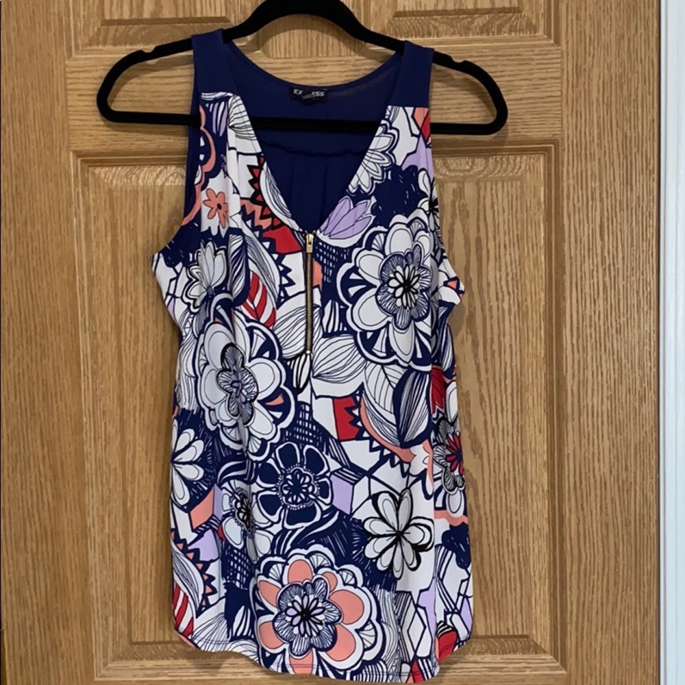 Express blue flower print tank top